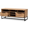 Reid Wood and Metal 2 Drawer TV Stand for TVs up to 45" Dark Brown - Baxton Studio: Entertainment Center with Storage - 2 of 4