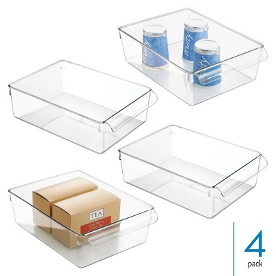 iDesign Fridge Storage Tray with Handle - Set of 4 - Clear