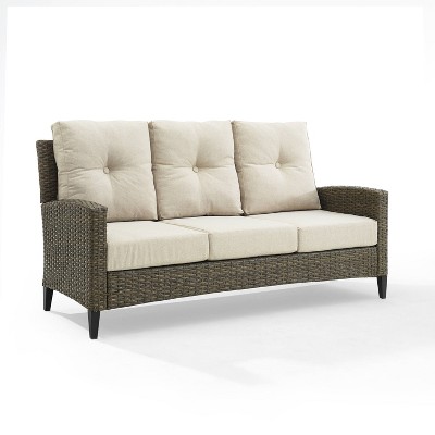 Rockport Outdoor Wicker High Back Sofa - Oatmeal/Light Brown - Crosley
