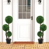 Tangkula 36" Faux Potted Plant w/3 Topiary Balls Solid Wood Trunks Mimic Rattans & Moss - 3 of 4