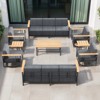 Belord Outdoor Furniture Patio Set with Swivel Chair, 9PCS All Weather Patio Furniture Set with 10" Cushion Sofa and 6" Cushion Swivel Chair - 3 of 4