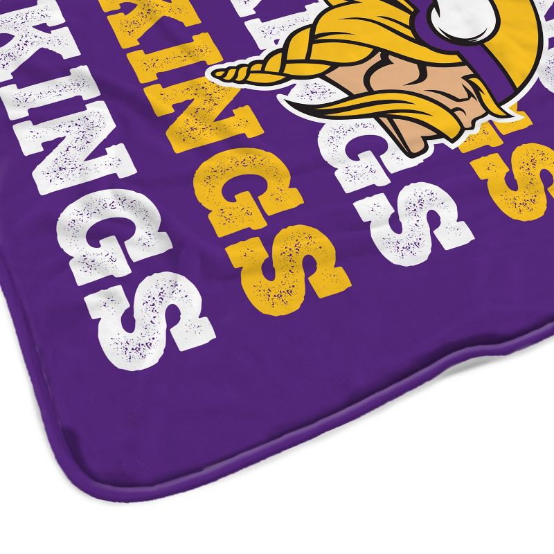 NFL Minnesota Vikings Repeat Refresh Wordmark Flannel Fleece Throw Blanket, 3 of 4
