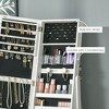 CAVINAS Mirror Jewelry Cabinet Full-Length Floor Standing LED Light Jewelry Armoire Organizer 4 Adjustable Angles - 2 of 4