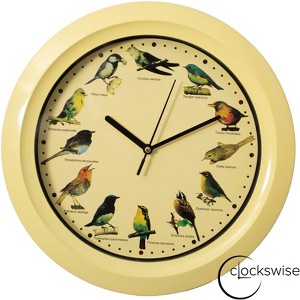 Clockswise 12" Round Decorative Singing Bird Wall Clock Battery-Operated with Wild Nature Sounds Hourly Chime - 1 of 4