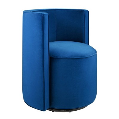 Modway Della Performance Velvet Fabric and Iron Swivel Chair in Navy