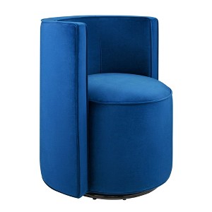 Modway Della Performance Velvet Fabric and Iron Swivel Chair in Navy - 1 of 4