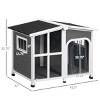 Wooden Outdoor Dog House with Openable Roof and Clear Wall,32'' Weatherproof Pet Shelter for Large Dogs up to 66 lbs - LAOTIES - 2 of 4