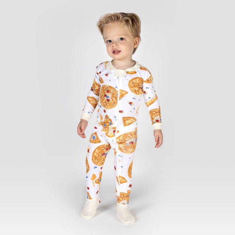 Burt&#39;s Bees Baby&#174; Baby Waffles Snug Fit Footed Pajama - Tan/White, 4 of 9