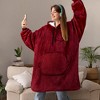 PAVILIA Faux Shearling Wearable Blanket Hoodie, Cozy Oversized Hooded Sweatshirt Adults, Warm Fleece Big Pocket - 3 of 4