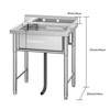 Stainless Steel Utility Sink - Commercial Bowl (20.5x39.4in, Silver) for Outdoor Kitchen/Laundry/Garage - 3 of 4