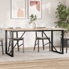 vidaXL Dining Table - Solid Pine Wood/Steel, 70.9"x35.4"x29.5", Perfect for Dining Room/Patio, Sturdy O-Frame Structure - 2 of 4