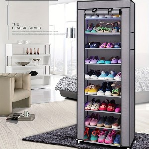 10-Tier Non-Woven Shoe Rack, Space-Saving, Tall & Narrow - 1 of 4