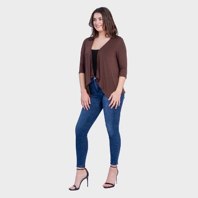 24seven Comfort Apparel Womens Elbow Sleeve Open Cardigan