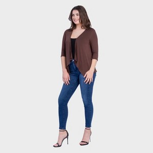 24seven Comfort Apparel Womens Elbow Sleeve Open Cardigan - 1 of 3