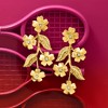 Ross-Simons 0.10 ct. t.w. Diamond Flower Vine Drop Earrings in 18kt Gold Over Sterling - 3 of 4