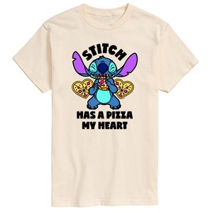 Men's - Lilo and Stitch - Stitch Has A Pizza My Heart Short Sleeve Graphic T-Shirt - 1 of 4
