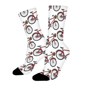 Bicycle With Flowers Women Printed Crew Socks Funny Funky Socks Soft Polyester Novelty Gifts for Artists Men - 1 of 1