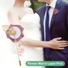 Unique Bargains Wedding Groom Suit Ribbon Rose Flower Lapel Pin with Gold Leaf 1 Pc - 4 of 4