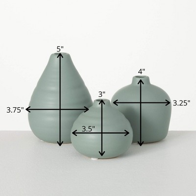 Sage Matte Ceramic Bud Vase Trio Set - Modern Home Accent