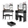 17" Makeup Drawer Dressing Table, Adjustable Brightness 3 Colors Round LED Lighted with 2 Drawers - 4 of 4