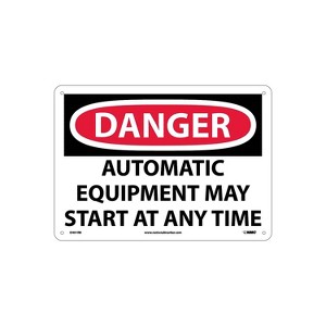 National Marker Danger Signs; Automatic Equipment May Start At Anytime 10X14 Rigid Plastic D401RB - 1 of 1