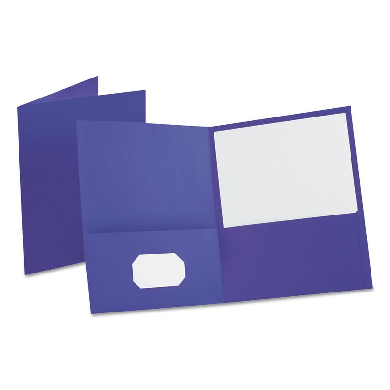 Oxford Leatherette Two Pocket Portfolio 8 1/2" x 11" Purple 10/PK 57583, 1 of 2