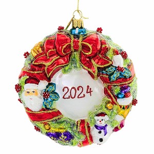 Huras Family 5.25 In Jolly Wreath 2024 Dated Christmas Hand-Painted Tree Ornaments - 1 of 3