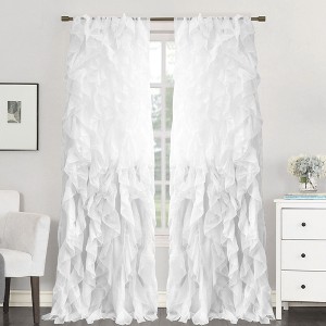 Chic Sheer Voile Vertical Ruffled Tier Window Single Panel Curtain by Sweet Home Collection® - 1 of 3