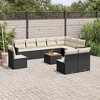 vidaXL 11 Piece Patio Sofa Set with Cushions Black and Cream Poly Rattan - With Table - 2 of 4