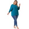 Agnes Orinda Women's Plus Size Chiffon Crew Neck Batwing Ruffle Long Sleeve Casual Blouses - 3 of 4