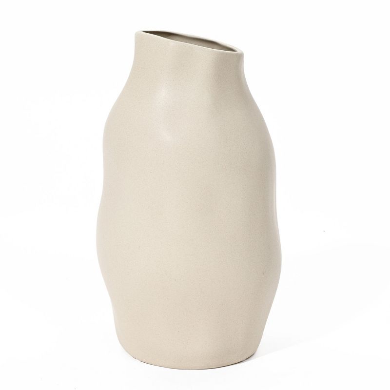 LuxenHome Ivory White Ceramic Modern Tall Vase Off-White, 1 of 9