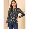 Allegra K Women's Floral Tie Neck Frilly Trim Long Sleeve Chiffon Blouse - 3 of 4