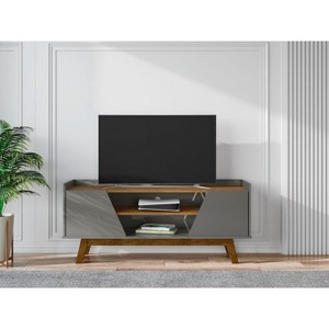 Sapphtopaz Modern TV Stand Media TV Console for TVs Up to 55" with Storage Cabinets & 2 Open Shelves TV Stand with Wood Leg for Living Room - 1 of 4