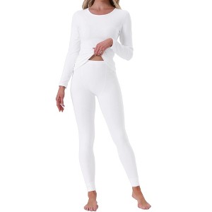 INSPIRE CHIC Women's Thermal Underwear Sets Long Sleeve Shirt with Leggings Cold Winter Base Layer Pajamas Set - 1 of 4