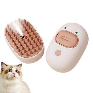 BABYYER Steamy Pet Brush with Release Button and Tank,Pet Spa Brush for Dogs Cats,Self Cleaning Steam Brush for Removing Tangled and Loose Hair - 1 of 4