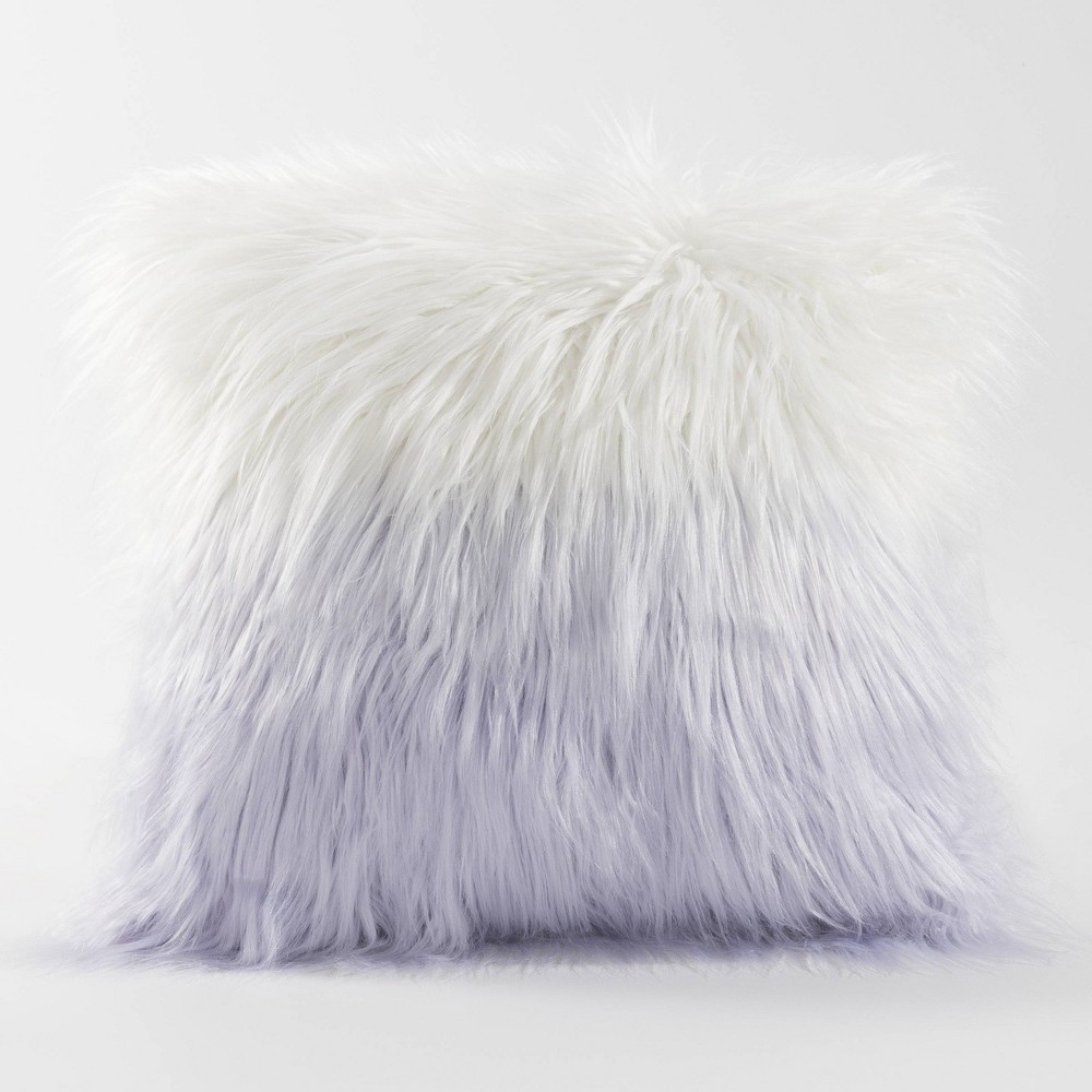 Photos - Pillow Teen Luxe Ombre Long Hair Throw  White/Purple - Makers Collective