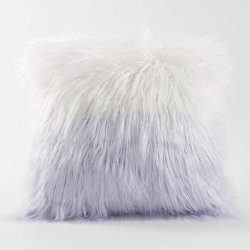 Teen Luxe Ombre Long Hair Throw Pillow White/Purple - Makers Collective