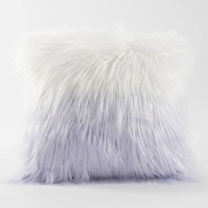 Teen Luxe Ombre Long Hair Throw Pillow White/Purple - Makers Collective, 1 of 5