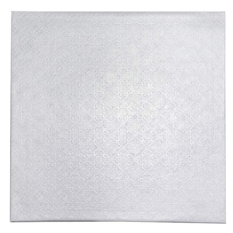 O'Creme White Square Cake Pastry Drum Board 1/2 Inch Thick, 18 Inch x 18 Inch - Pack of 5, 4 of 5