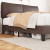 Coucheta Queen Size Wooden Platform Bed Frame with Leather Upholstered Headboard, Wood Slats Support, No Box Spring Needed, Easy Assembly, Brown - 4 of 4