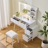 FURNIinspire Vanity Tables Dressing Table Bedroom Makeup Vanity Desk Set with Stool, Drawer Storage, 3 Color Brightness, White, 45.5"*15.7"*52.5" - 2 of 4