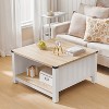 MaseiKar Farmhouse Coffee Table, Square Coffee Table for Living Room, Coffee Table with Half-Open Compartment, Wooden Cocktail Table, for Living Room - 2 of 4