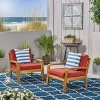 GDFStudio Parma Outdoor Acacia Wood Club Chairs with Water-Resistant Cushions (Set of 2) - 2 of 4