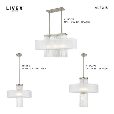 Elegant Alexis 3-Light Brushed Nickel Crystal Chandelier
