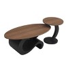INFURNIC Coffee Tables White Nesting Coffee Table Set of 2 Oval and Round Design with Sturdy Metal Base for Living Room, Black, 30.91"*20.67"*19.17" - 2 of 4