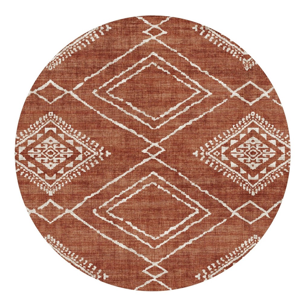 Photos - Area Rug ReaLife Rugs 4' Round Machine Washable Padded Diamond Jax  Orange