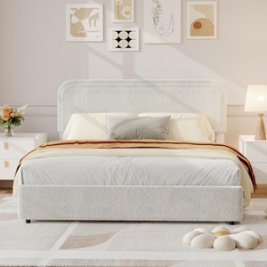 GustoWave Boucle Upholstered Bed Frame, 2 Storage Drawers - 1 of 4