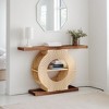 Hommoo 39.3-Inch Wood Console Table Shelves and Circle Base - 4 of 4