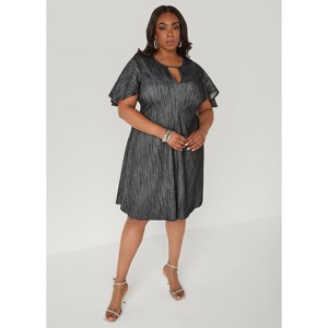 Women's Cutout Textured Denim A Line Dress - Ashley Stewart : Target