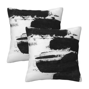 Black and White Throw Pillow Covers 18x18 in Set of 2, Decorative Modern Abstract Boho Pillow Case - 1 of 3